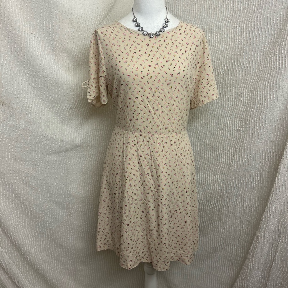 Madewell Tie-Sleeve Retro Floral Dress Size 12 Dutch Dandelions Floral Bow